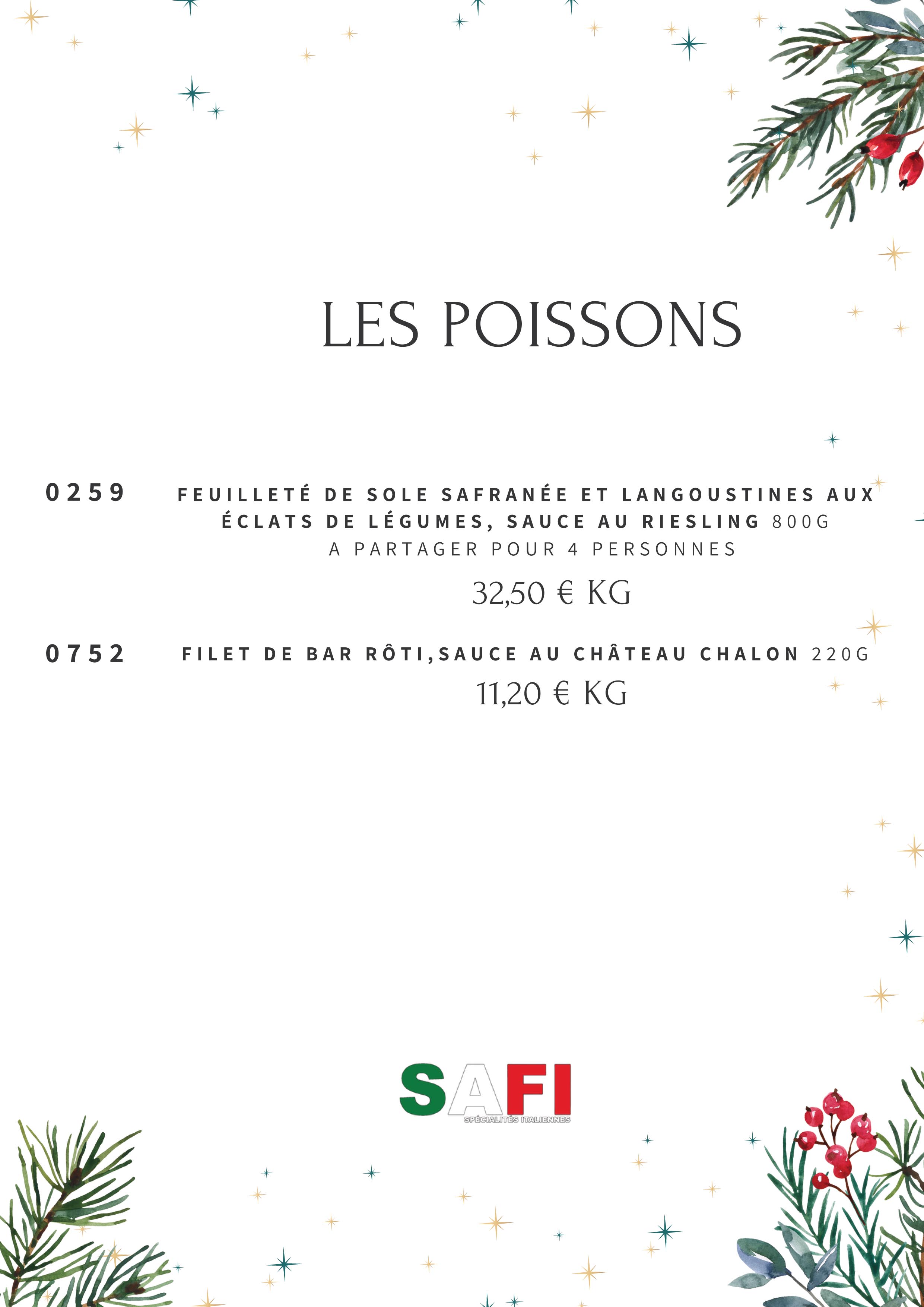 Carte traiteur speciale fête