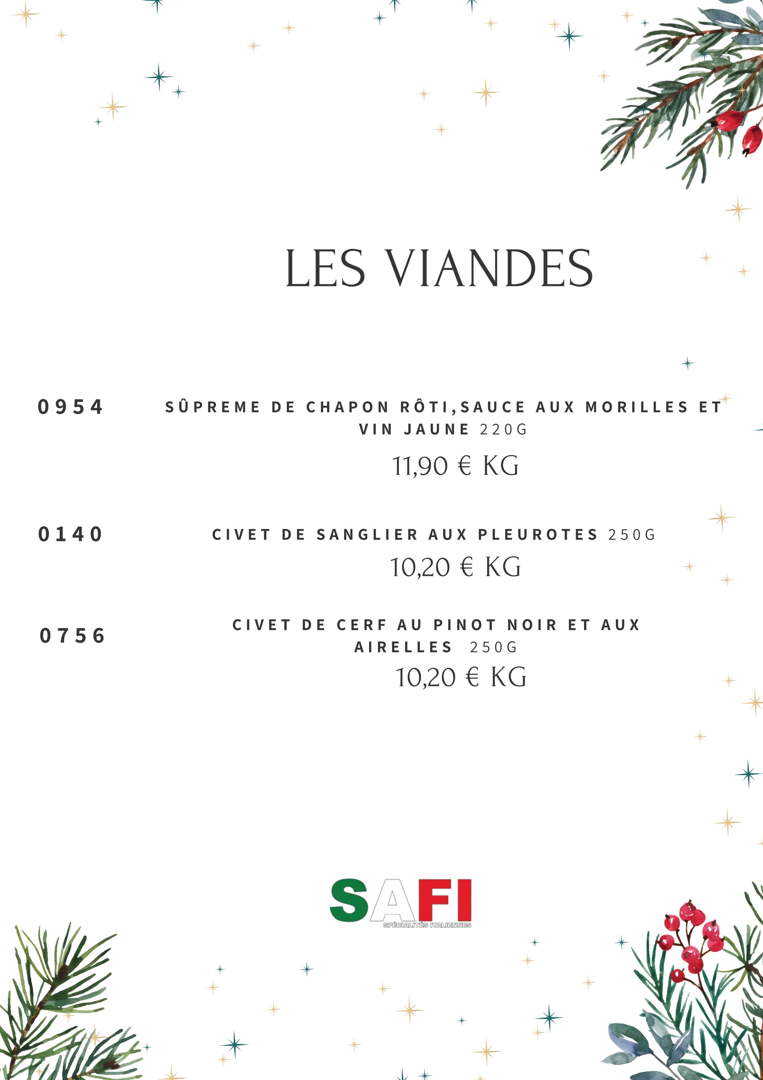 Carte traiteur speciale fête