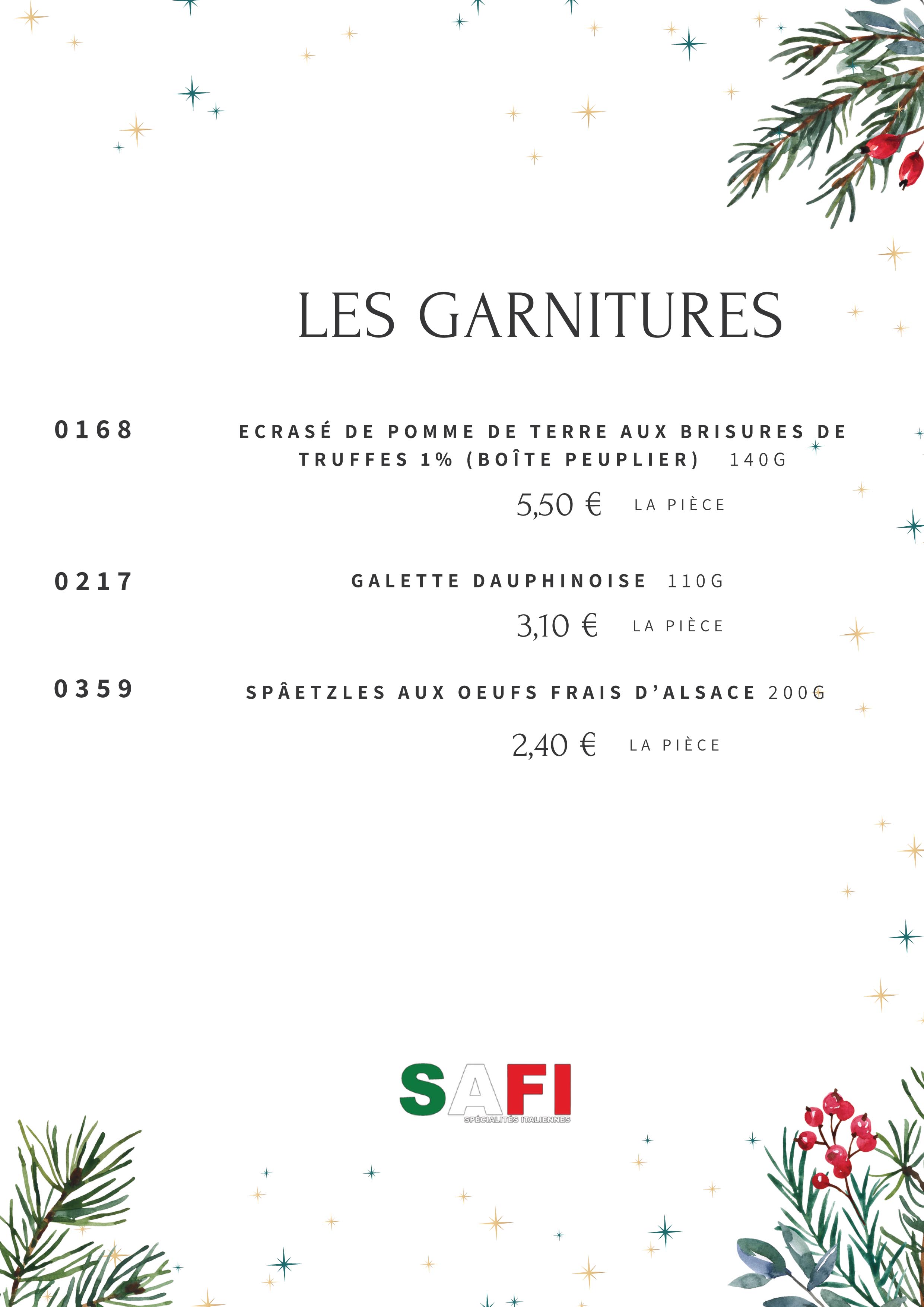 Carte traiteur speciale fête