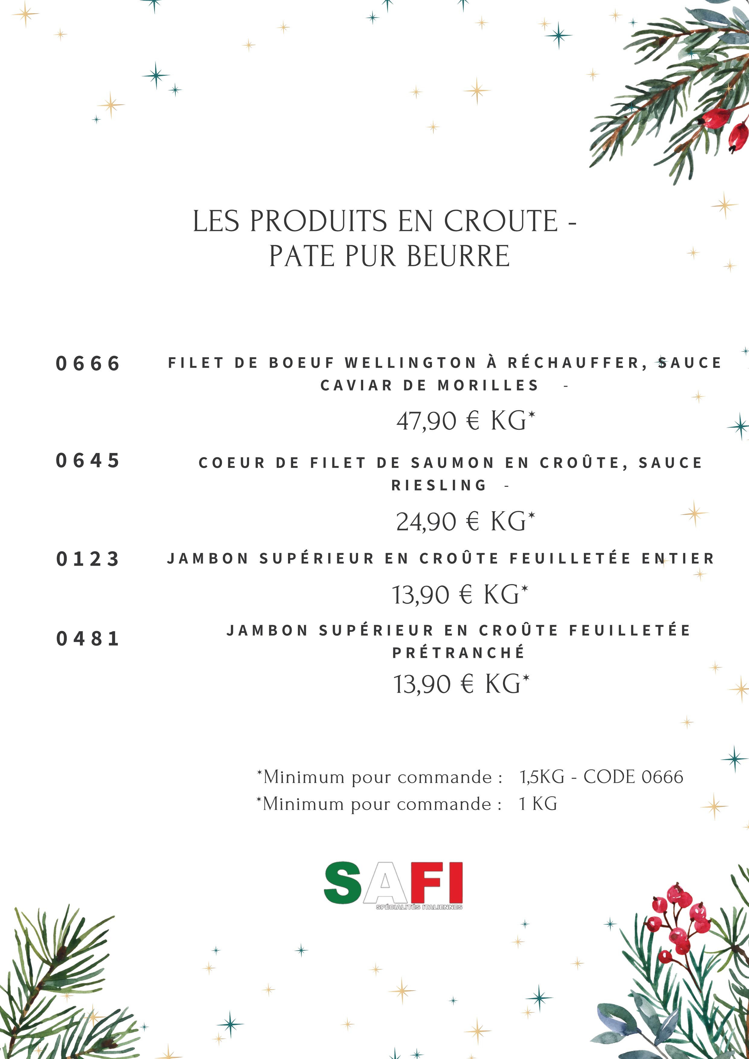 Carte traiteur speciale fête